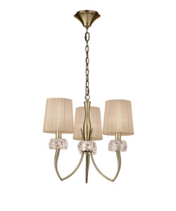 Ceiling Pendants - Mantra Loewe 50cm Pendant 3 Light E14 Antique Brass With Soft Bronze Shades (M4633AB/SB)
