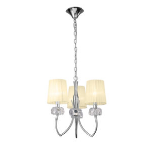 Ceiling Pendants - Mantra Loewe Pendant 3 Light E14 Polished Chrome With Cream Shades (M4633/CS)