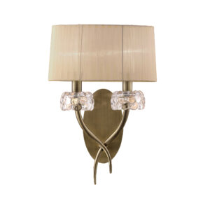Wall Lighting - Mantra Loewe Wall Lamp Switched 2 Light E14 Antique Brass With Soft Bronze Shade (M4634AB/S/SB)