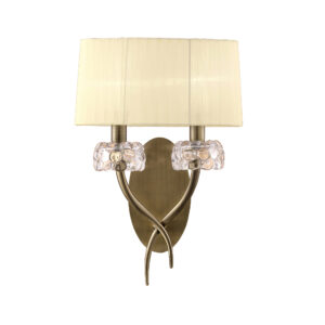 Wall Lighting - Mantra Loewe Wall Lamp Switched 2 Light E14 Antique Brass With Cream Shade (M4634AB/S)