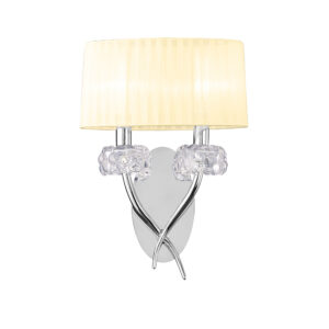 Wall Lighting - Mantra Loewe Wall Lamp Switched 2 Light E14 Polished Chrome With Cream Shade (M4634/S/CS)