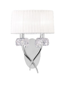 Wall Lighting - Mantra Loewe Wall Lamp Switched 2 Light E14 Polished Chrome With White Shade (M4634/S)