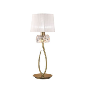 Table Lamps - Mantra Loewe Table Lamp 1 Light E27 Large Antique Brass With White Shade (4736) (M4636AB/WS)