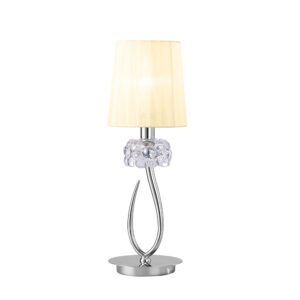 Table Lamps - Mantra Loewe Table Lamp 1 Light E14 Small Polished Chrome With Cream Shade (M4637/CS)