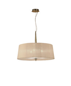 Ceiling Pendants - Mantra Loewe 55cm Single Pendant 3 Light E27 Antique Brass With Soft Bronze Shade (M4639AB/SB)