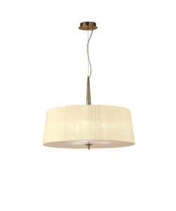 Ceiling Pendants - Mantra Loewe 55cm Single Pendant 3 Light E27 Antique Brass With Cream Shade (M4639AB)