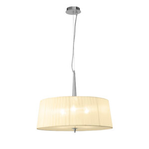 Ceiling Pendants - Mantra Loewe Single Pendant 3 Light E27 Polished Chrome With Cream Shade (M4639/CS)