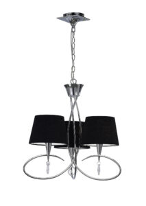 Ceiling Pendants - Mantra Mara 64cm Pendant 3 Light E14 Polished Chrome With Black Shades (M1640/BS)