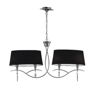 Ceiling Pendants - Mantra Mara Linear Pendant 2 Arm 4 Light E14 Polished Chrome With Black Shades (M1642/BS)