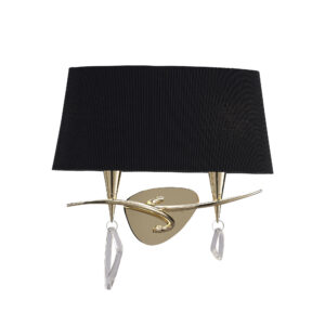 Wall Lighting - Mantra Mara Wall Lamp Switched 2 Light E14 French Gold With Black Shade (M1648FG/S/BS)