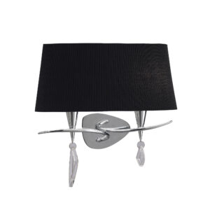 Wall Lighting - Mantra Mara Wall Lamp Switched 2 Light Polished Chrome With Black Shade (M1648/S/BS)