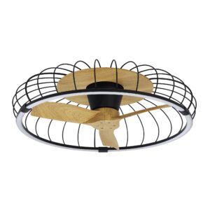 Ceiling Fans - Mantra Nature 79cm 75W LED Dimmable Ceiling Light With Built-In 30W DC Reversible Fan Black/Wood Finish (M7808)