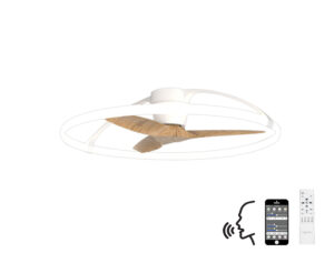 Ceiling Fans - Mantra Nepal 105cm 75W LED Dimmable Ceiling Light With Built-In 35W DC Reversible Fan White/Wood Finish (M7532)