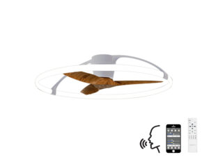 Ceiling Fans - Mantra Nepal 105cm 75W LED Dimmable Light With Built-In 35W DC Reversible Fan Silver/Wood Finish (M7533)