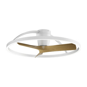 Ceiling Fans - Mantra Nepal II 75cm 32W LED Dimmable Light With Built-In 32W DC Reversible Fan White/Wood Finish (M9045)