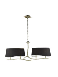 Ceiling Pendants - Mantra Ninette Linear Pendant 2 Arm 4 Light E14 With Black Shades Antique Brass (M1921/BS)
