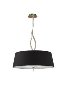 Ceiling Pendants - Mantra Ninette 60cm Pendant 4 Light E27 With Black Shades Antique Brass (M1922/BS)