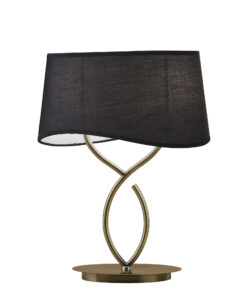 Table Lamps - Mantra Ninette Table Lamp 2 Light E14 Large Antique Brass With Black Shade (M1926/BS)