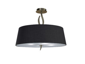 Ceiling Lighting - Mantra Ninette 60cm Semi Flush 4 Light E27 Antique Brass With Black Shade (M1928/BS)