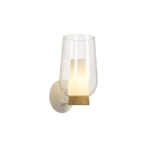 Wall Lighting - Mantra Nora Wall Lamp 1 Light E27 White/Wood/Clear Glass With Frosted Inner (M8280)