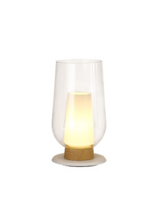 Table Lamps - Mantra Nora Table Lamp 1 Light E27 White/Wood/Clear Glass With Frosted Inner (M8281)