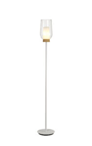 Floor Lamps - Mantra Nora Floor Lamp 1 Light E27 White/Wood/Clear Glass With Frosted Inner (M8282)