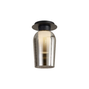 Ceiling Lighting - Mantra Nora 20cm Semi Ceiling 1 Light E27 Black/Black Marble/Chrome Glass With Frosted Inner (M8287)