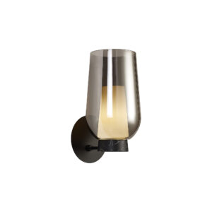 Wall Lighting - Mantra Nora Wall Lamp 1 Light E27 Black/Black Marble/Chrome Glass With Frosted Inner (M8288)