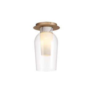 Ceiling Lighting - Mantra Nora 20cm Semi Ceiling 1 Light E27 Gold/White/Clear Glass With Frosted Inner (M8399)