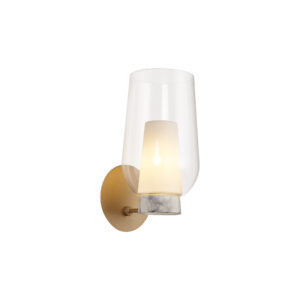 Wall Lighting - Mantra Nora Wall Lamp 1 Light E27 Gold/White/Clear Glass With Frosted Inner (M8400)