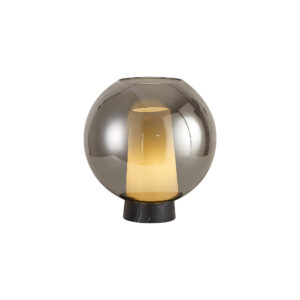 Table Lamps - Mantra Nora Ball Table Lamp 1 Light E27 Black/Black Marble/Chrome Glass (M8403)