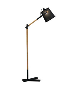 Floor Lamps - Mantra Nordica Floor Lamp With Black Shade 1 Light E27 Matt Black/Beech With Black Shade (M4921)