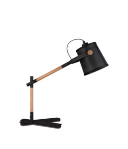 Table Lamps - Mantra Nordica Table Lamp With Black Shade 1 Light E27 Matt Black/Beech With Black Shade (M4923)