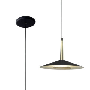 Ceiling Pendants - Mantra Orion 25cm 1 Light Pendant 8W LED 3000K 590lm Black/Antique Brass (M7305)