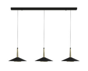 Ceiling Pendants - Mantra Orion 3 Light Linear Pendant 24W LED 3000K 1770lm Black/Antique Brass (M7475)
