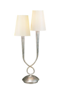 Table Lamps - Mantra Paola Table Lamp 2 Light E14 Silver Painted With Cream Shades (M0536/CS)