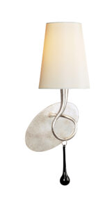 Wall Lighting - Mantra Paola Wall Lamp 1 Light E14 Silver Painted With Cream Shade & Black Glass Droplets (M0538/CS)
