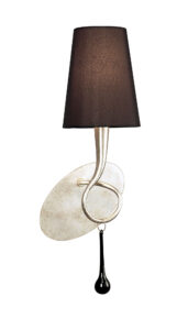 Wall Lighting - Mantra Paola Wall Lamp Switched 1 Light E14 Silver Painted With Black Shade & Black Glass Droplets (M0538/S)