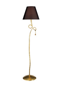 Floor Lamps - Mantra Paola Floor Lamp 1 Light E27 Gold Painted With Black Shade & Amber Glass Droplets (M0543/BS)