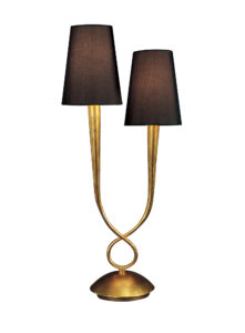 Table Lamps - Mantra Paola Table Lamp 2 Light E14 Gold Painted With Black Shades (M0546/BS)