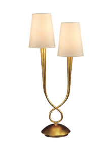 Table Lamps - Mantra Paola Table Lamp 2 Light E14 Gold Painted With Cream Shades (M0546)