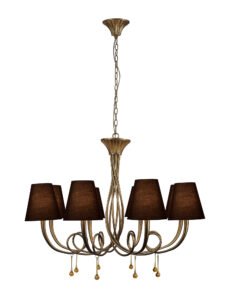 Ceiling Pendants - Mantra Paola Pendant 95cm Round 8 x E14 (Max 40W) Gold Painting Black Shades (M6205/BS)