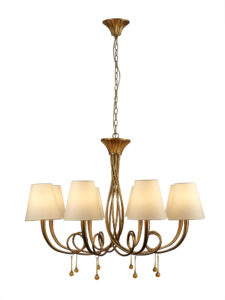 Ceiling Pendants - Mantra Paola Pendant 95cm Round 8 x E14 (Max 40W) Gold Painting Cream Shades (M6205)