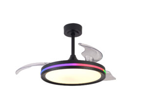 Ceiling Fans - Mantra Rafaga 50W LED Dimmable White/RGB Ceiling Light With Built-In 30W DC Reversible Fan 3000-6500K Black (M8728)