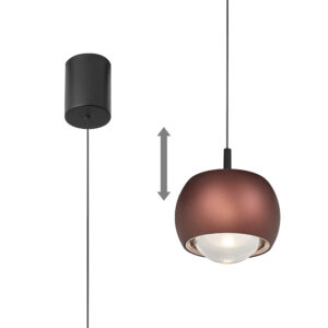 Ceiling Pendants - Mantra Roller 7.7cm Rise And Fall Pendant 12W LED 3000K 1000lm Coffee/Black (M8408)