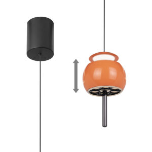Ceiling Pendants - Mantra Roller 9.6cm Rise And Fall Pendant 12W LED 3000K 450lm Orange/Black (M8409)