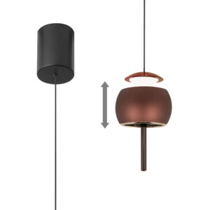 Ceiling Pendants - Mantra Roller 9.6cm Rise And Fall Pendant 12W LED 3000K 450lm Coffee/Black (M8411)