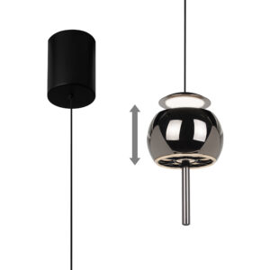Ceiling Pendants - Mantra Roller 9.6cm Rise And Fall Pendant 12W LED 3000K 450lm Black Chrome/Black (M8412)