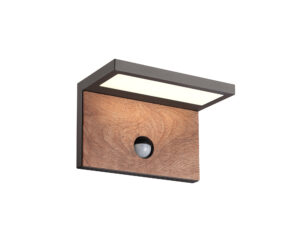 Wall Lighting - Mantra Ruka PIR Motion Sensor Wall Lamp 15W LED 3000K 900lm IP54 Anthracite/Walnut (M6774)