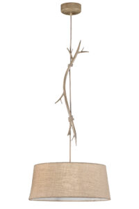 Ceiling Pendants - Mantra Sabina Pendant 60cm Round 1 x E27 (Max 40W) Imitation Wood Linen Shade (M6178)